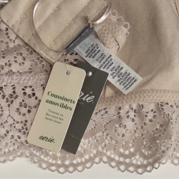 NWT Aerie Cream Lace Padded Halter Bralette Sz M - Picture 4 of 6